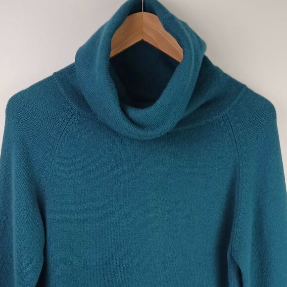 Theory SZ S 100% Cashmere Cowl Neck Sweater In Royal Green - Picture 3 of 5